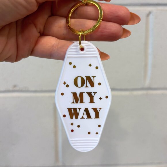 On My Way White Motel Keychain Key Tag | Acrylic - Picture 5 of 8